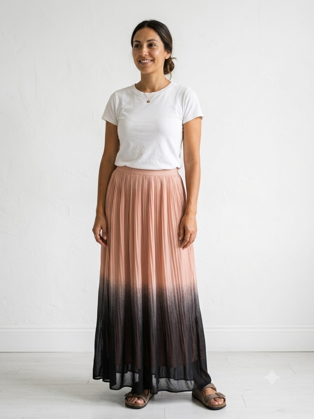 Mark. Women's Maxi Pleated Ombre Skirt Blush Black Fairy Grunge Witchy